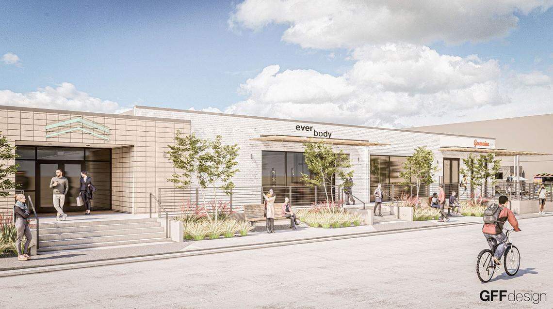 Artist renderings of The Foundry District redevelopment along Carroll Street and White Settlement Road.