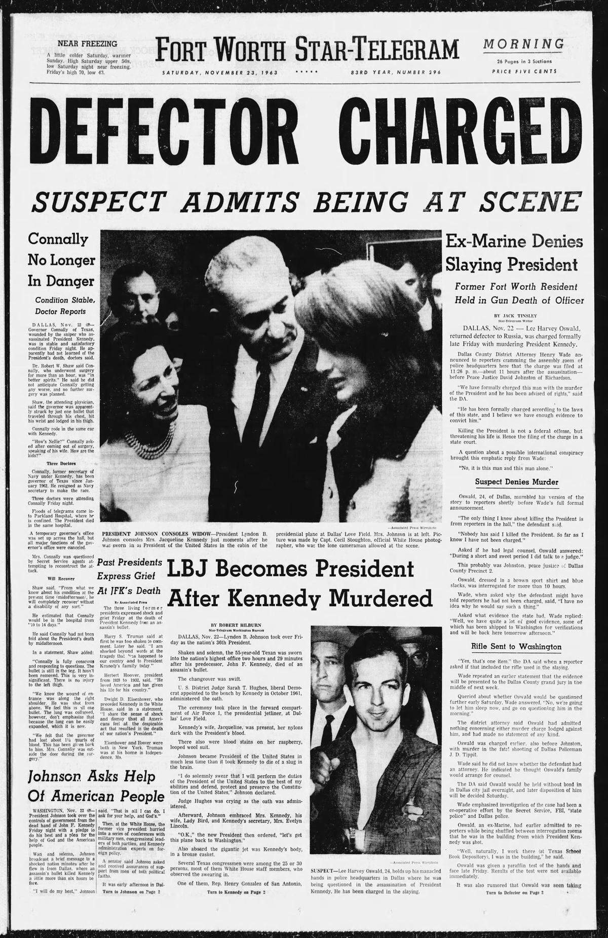 The morning edition of the Star-Telegram on Saturday, Nov. 23, 1963.