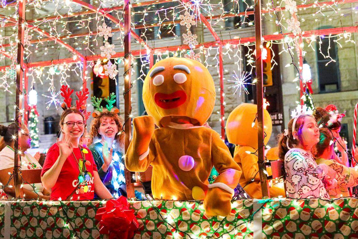 Parade float at GM Financial Parade of Lights in downtown Fort Worth.