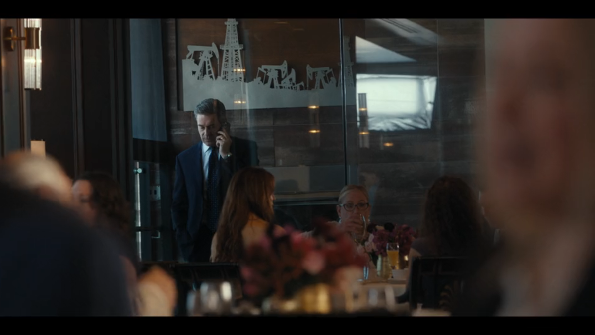 Monty Miller (Jon Hamm) in the Petroleum Club of Fort Worth in “Landman” episode 1.