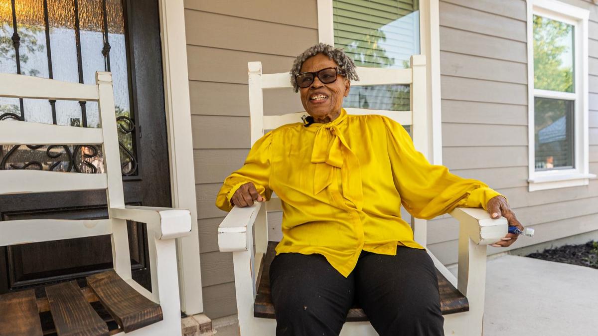 Opal Lee, who’s known as the grandmother of Juneteenth, is photographed for a celebration to commemorate the opening of her new house in Fort Worth’s Historic Southside on June 14, 2024. The home sits on the same property where white rioters forced her family out on June 19, 1939.