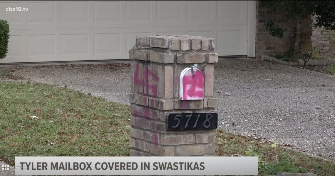 Anna and Bill Brown, a Vietname War veteran, said someone spraypainted the mailbox and Joe Biden campaign sign outside their Tyler, Texas, home.