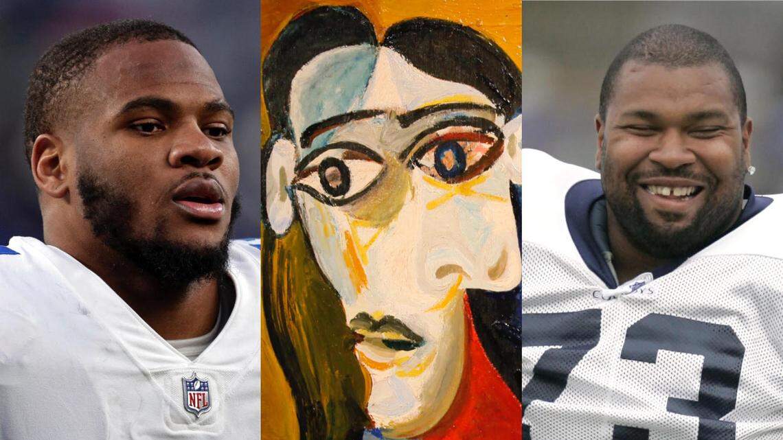 What do Dallas Cowboys rookie linebacker Micah Parsons, left, and former offensive lineman Larry Allen, right, have in common with a painting by Pablo Picasso? All three were brilliant at what they did with the appearance of God-given abilities.