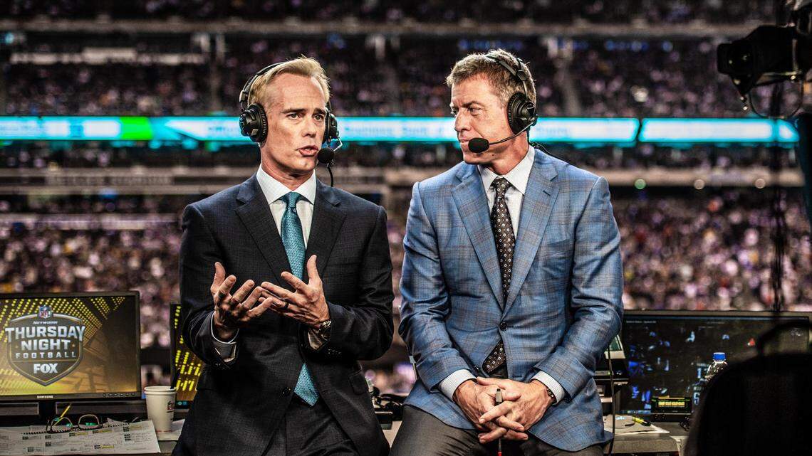 The best NFL broadcast booth in the business: Joe Buck, left, and former Dallas Cowboys quarterback Troy Aikman. The Fox Sports duo will call the NFC title game on Sunday in Lambeau Field.