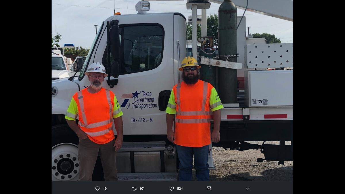 Texas Department of Transportation workers helped return money lost by a Dallas, Texas homeless shelter. Screengrab from Twitter.