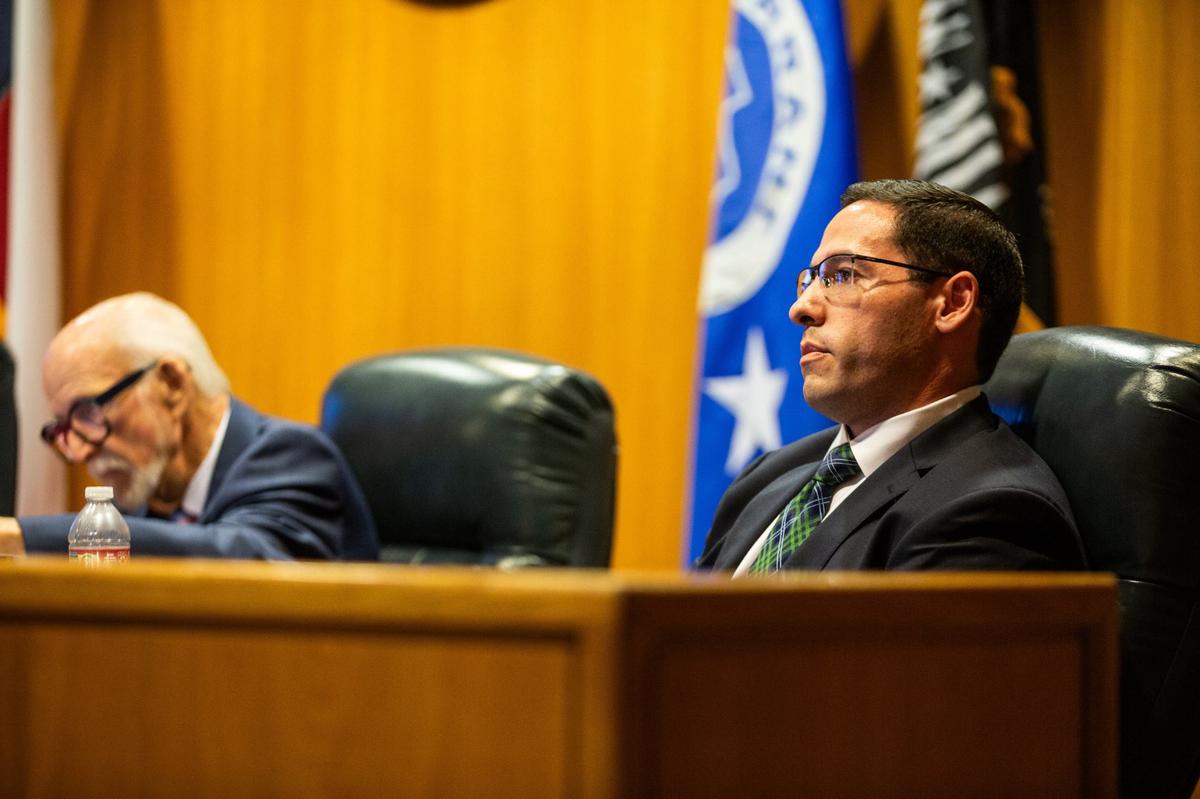 Tarrant County Commissioner Manny Ramirez during a June Commissioners Court meeting in Fort Worth.