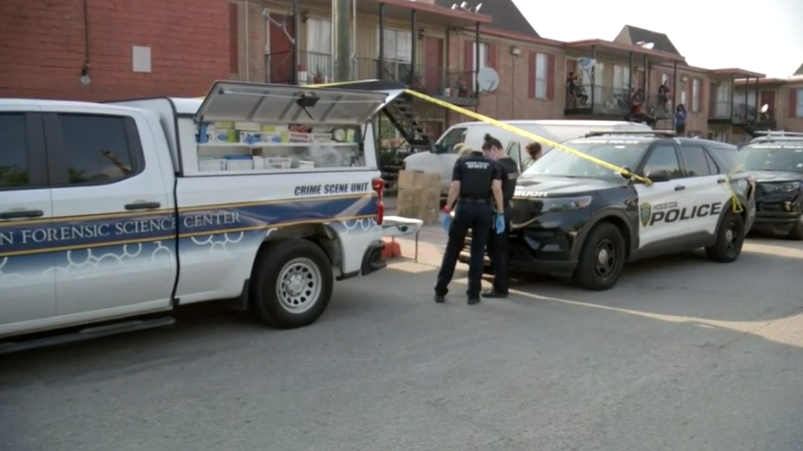 A woman’s body was discovered in a U-Haul box outside an apartment complex in Houston, police say.