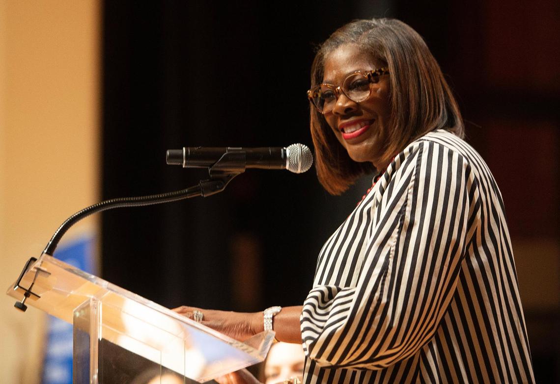 Regina Williams Interim CEO of United Way speaks during the Doula Graduation at Southwestern Baptist Theological Seminary on Saturday October 26, 2024.
