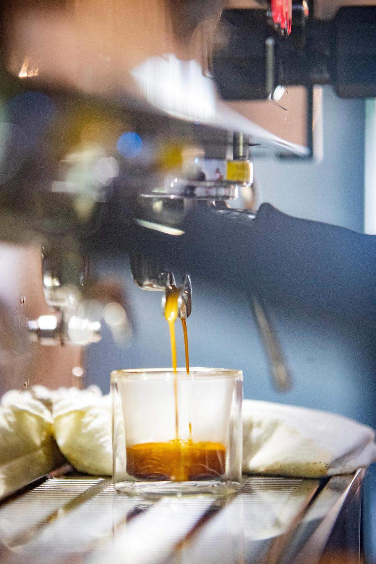 A shot of espresso pours at Casa Azul on Tuesday, June 28, 2022, in Fort Worth, Texas.