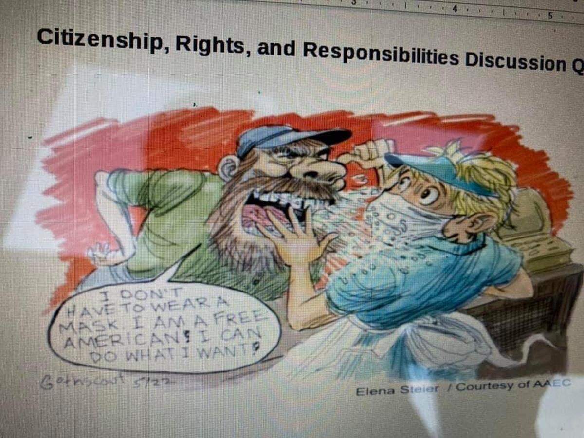 A political cartoon that was given to Wylie ISD students as an assignment.