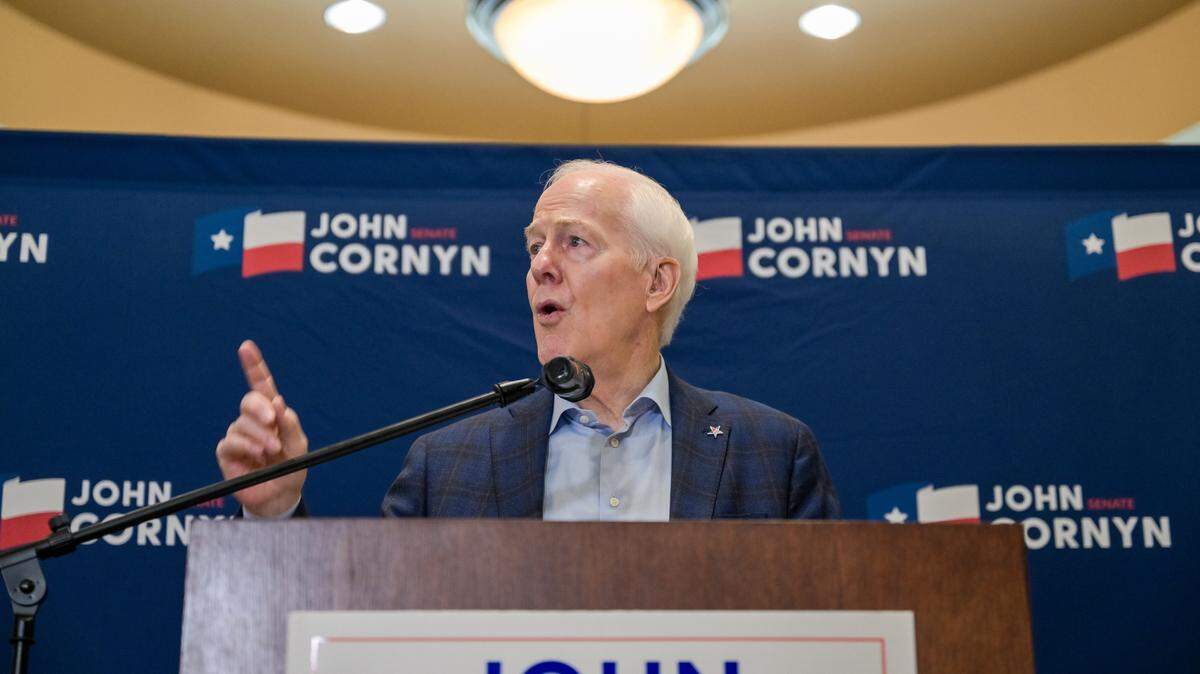 Sen. John Cornyn (R-TX) speaks during a Get Out the Vote Meet & Greet event at the Texas Farm Bureau on May 15, 2026 in Waco, Texas. Sen. Cornyn continues campaigning during his statewide tour ahead of the May 26th primary runoff.