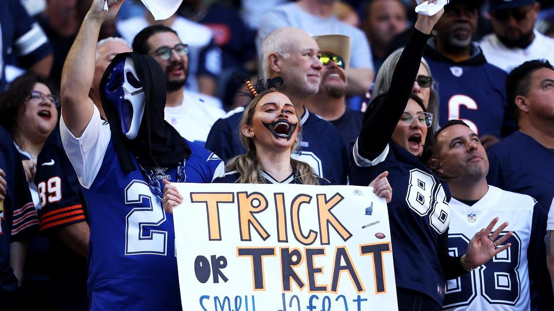 Fans cheer on the Dallas Cowboys during the first half against the Chicago Bears. The Cowboys have the the third-hardest strength of schedule for the 2023 season.