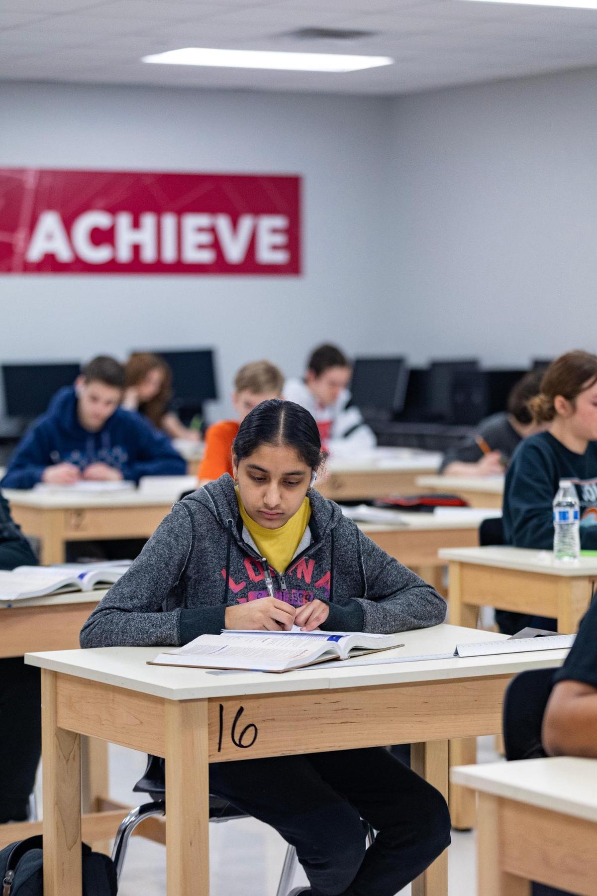 Freshman Agmnoor Bar, 15, works during architecture class at Eaton High on Thursday, March 2, 2023. Since 2010, Northwest ISD has added 15,000 students to its population and is one of the fastest-growing school district in Texas.