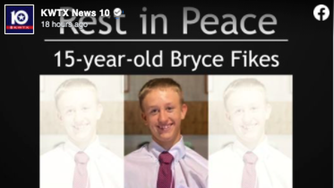 Bryce Fikes, a 15-year-old high schooler, was killed Monday as he was struck by a vehicle during cross-country practice, Texas cops say.