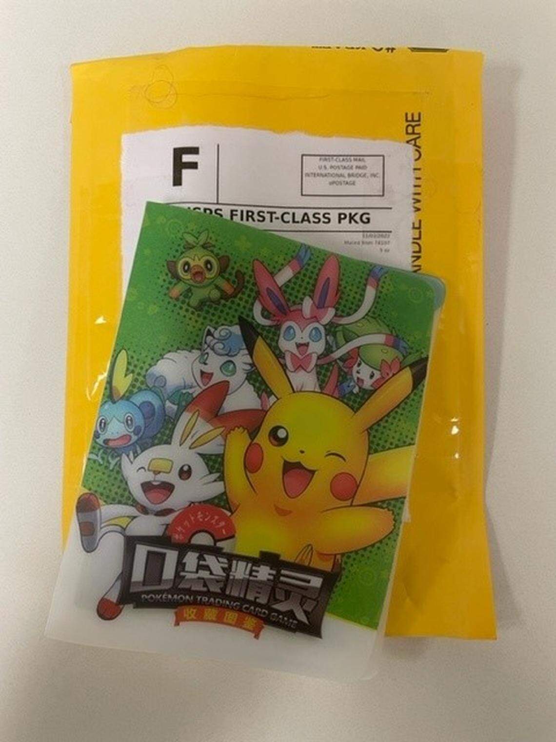 One of the fake Pokémon cards.