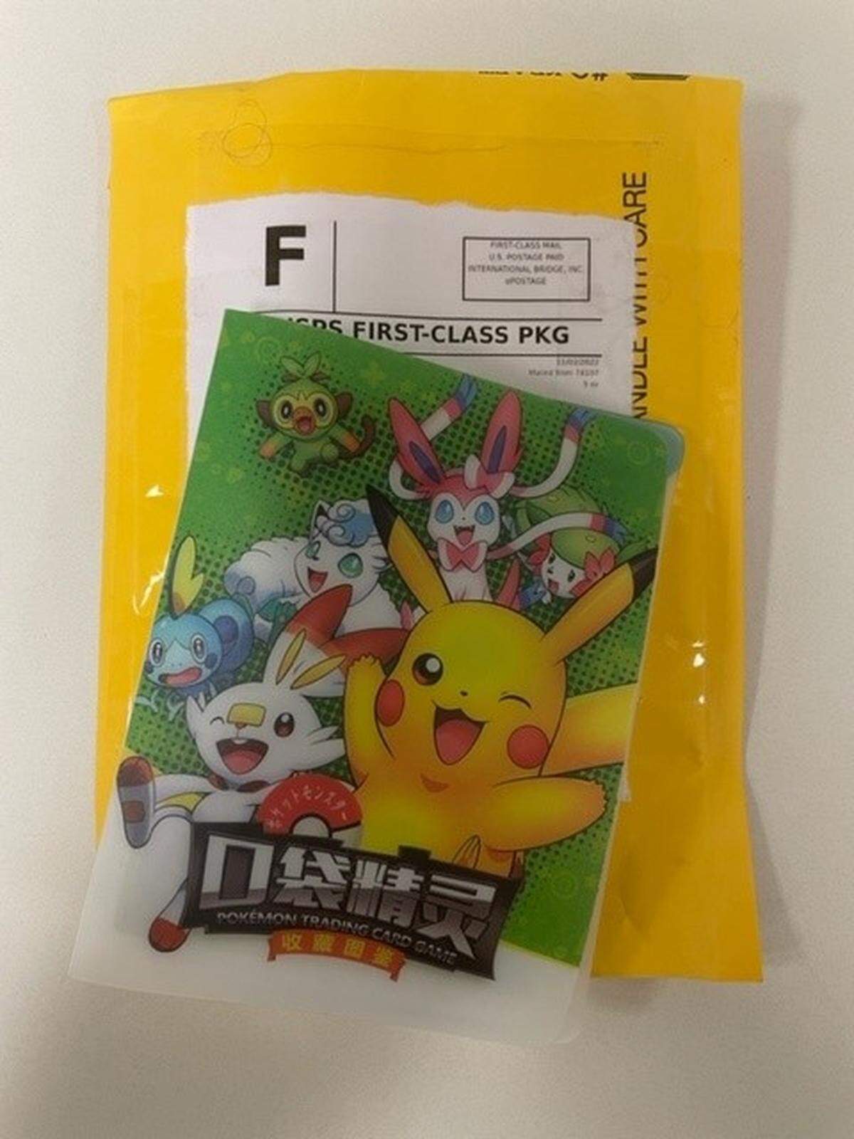 One of the fake Pokémon cards.