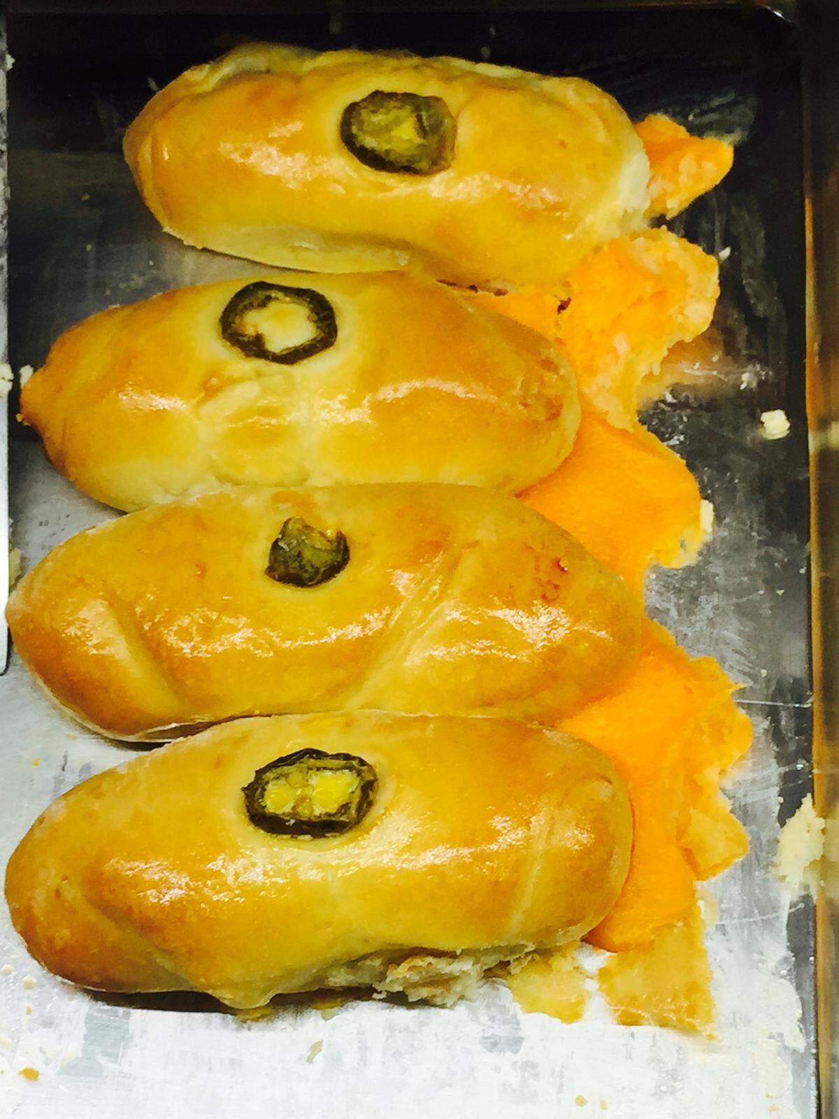 Sausage-jalapeno klobasnik “kolaches” at Pearl Snap Kolaches.