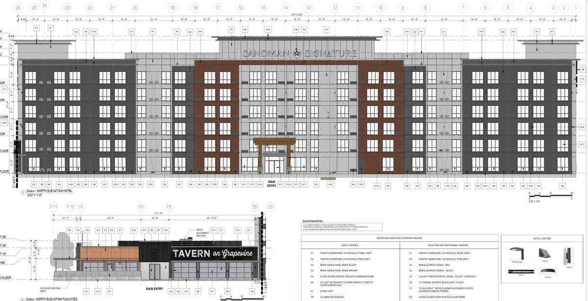 A rendering of a proposed Sandman Signature hotel in Grapevine.