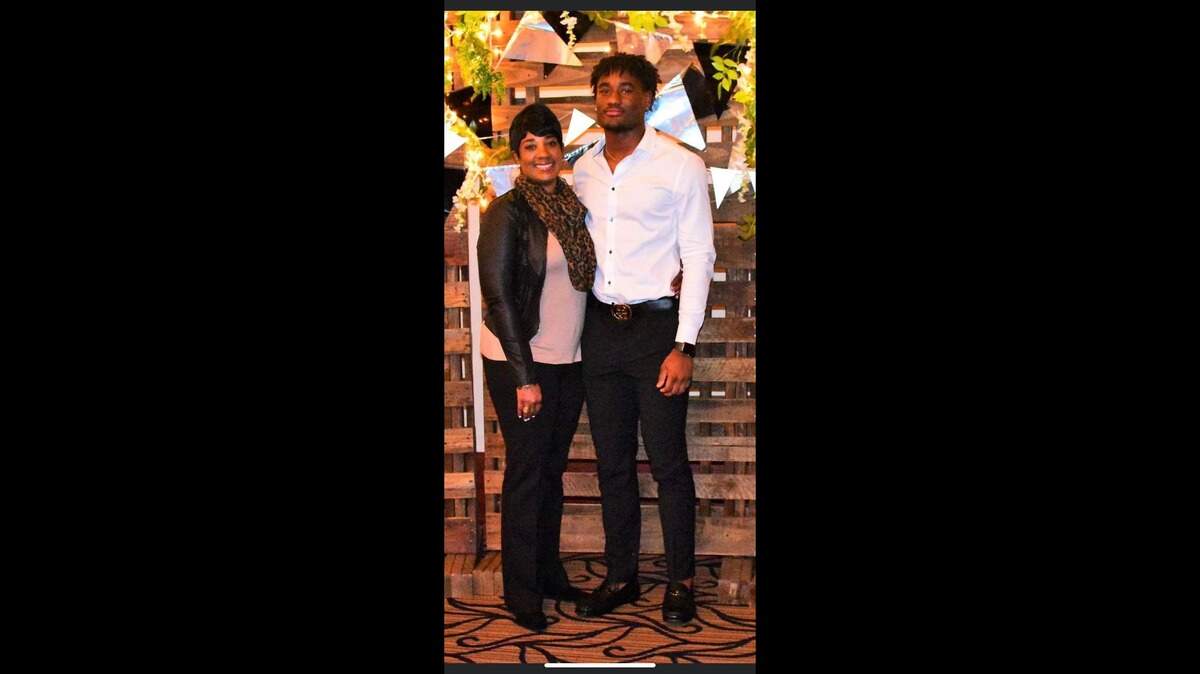 Denton Guyer football player Jordan Eubanks and his mother