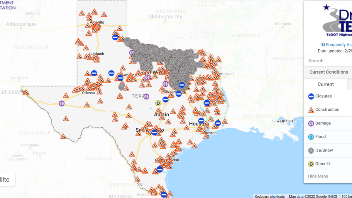 According to TxDOT Friday morning, most hazardous road conditions are located north and east of Fort Worth, especially toward Dallas and its northern suburbs Friday morning.