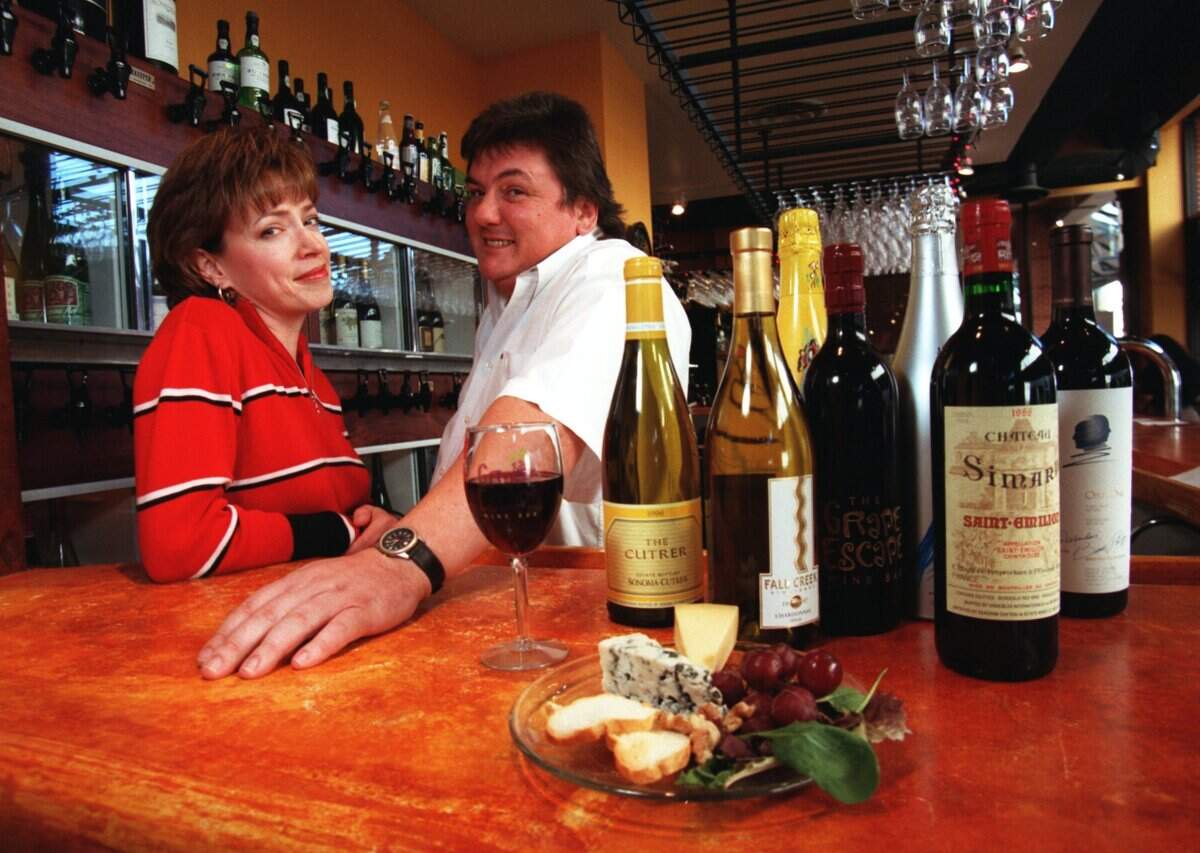 March 11, 1999: Vonciel and Michel Baudouin, owners of The Grape Escape across from the Bass Performance Hall, in downtown Fort Worth.
