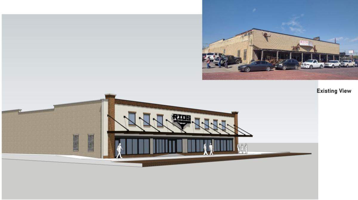 A schematic drawing of a building facade overhaul