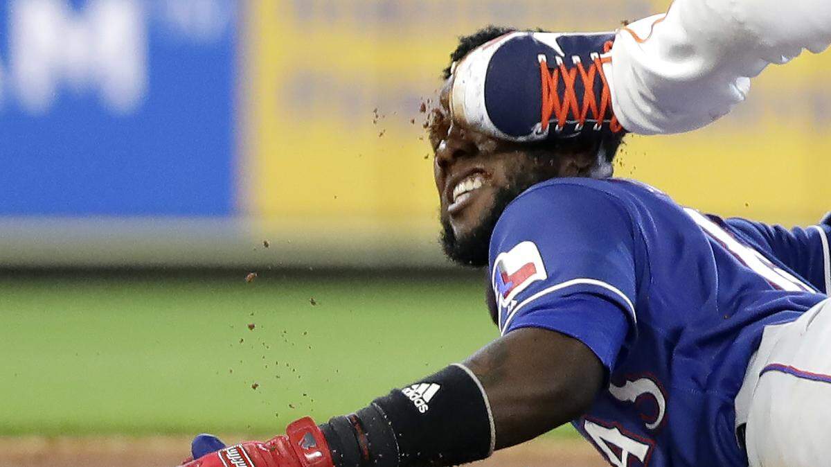 Those are the spikes of Astros second baseman Yuli Gurriel planting itself in Jurickson Profar’s face Sunday afternoon. The Rangers shortstop left the field briefly to place a bandage over a cut just below his left eye but remained in the game.