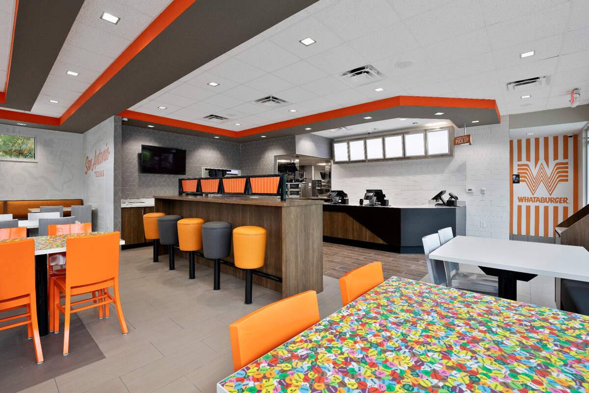 An example of the new design language for Whataburger restaurants, which the Texas-based fast-food chain started rolling out in 2020.