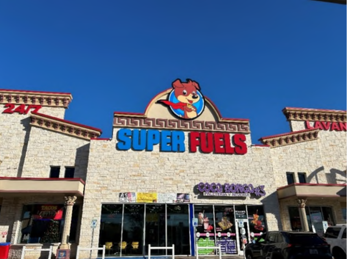 The sign for the Super Fuels gas station chain at one of its locations.
