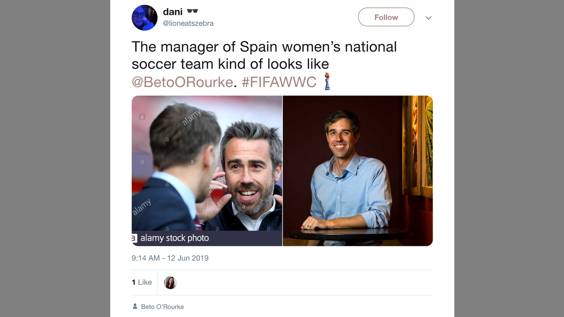 Beto, that you? Spain women’s soccer team manager jokingly called Beto O’Rourke’s twin