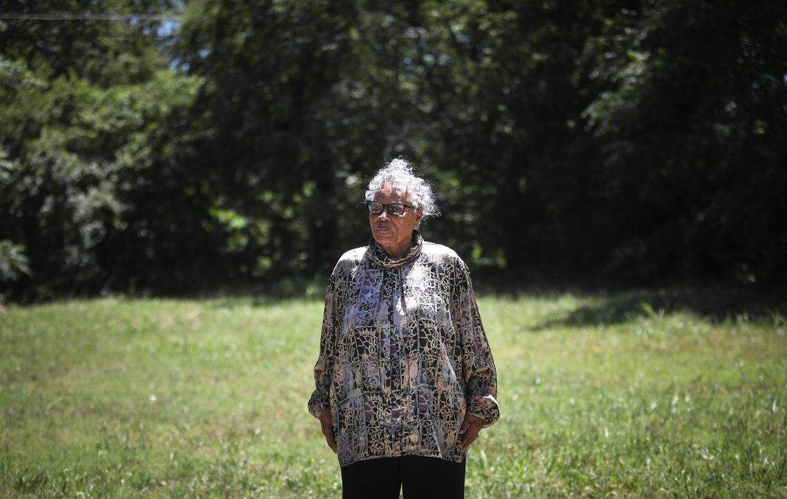 Opal Lee stands in front of the East Annie Street lot where white rioters attacked, invaded and burned her family’s home in 1939.