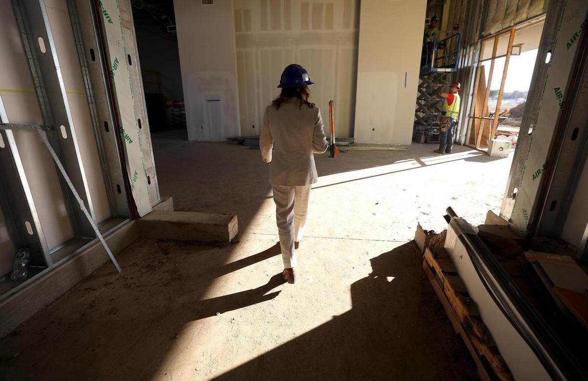 Carol Klocek, CEO of the Center for Transforming Lives, gives a tour of the new Riverside Campus under construction on Tuesday, Nov. 12, 2024, in Fort Worth. The facility provides services for mothers and children experiencing poverty and homelessness.
