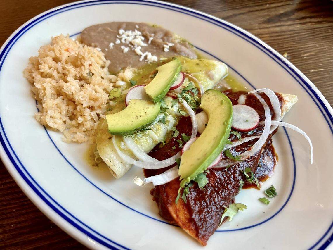 A green chicken enchilada plate at Paco’s in Sundance Square.