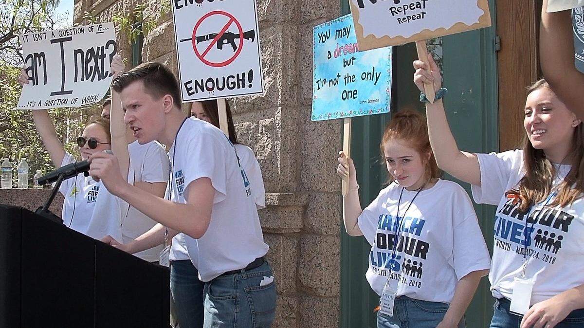 Dakota Rudzik spoke at the March For Our Lives Fort Worth event on the court house steps in Downtown Fort Worth on  March 24.