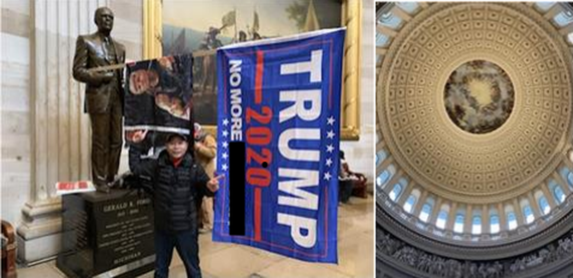 The FBI says photos on Houston police officer Tam Dinh Pham’s phone show him inside the Capitol at the time it was attacked. Screengrab from FBI.