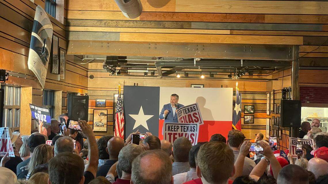 Texas Sen. Ted Cruz speaks at a campaign event in The Colony on Aug. 23, 2024.
