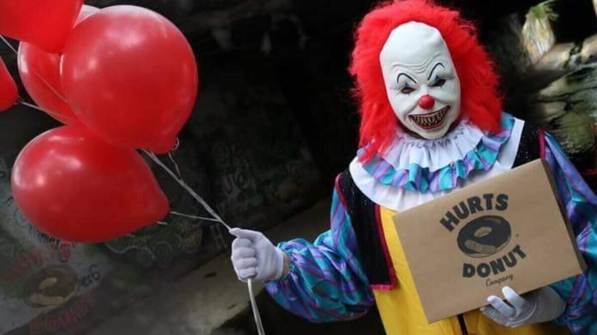 Hurts Donut Company is offering a “Scary Clown Delivery” to Fort Worth from its Frisco store.
