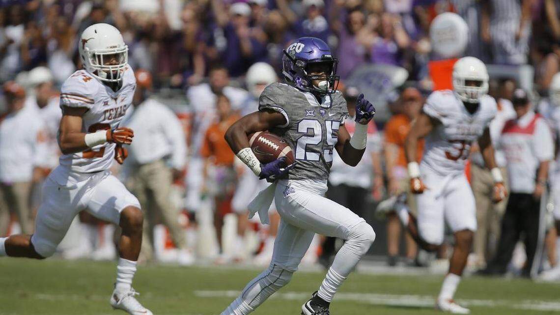 TCU wide receiver KaVontae Turpin (25) runs a pass in for a touchdown during the first half of a college football game against Texas at on Oct. 3, 2015. Special/Brandon Wade