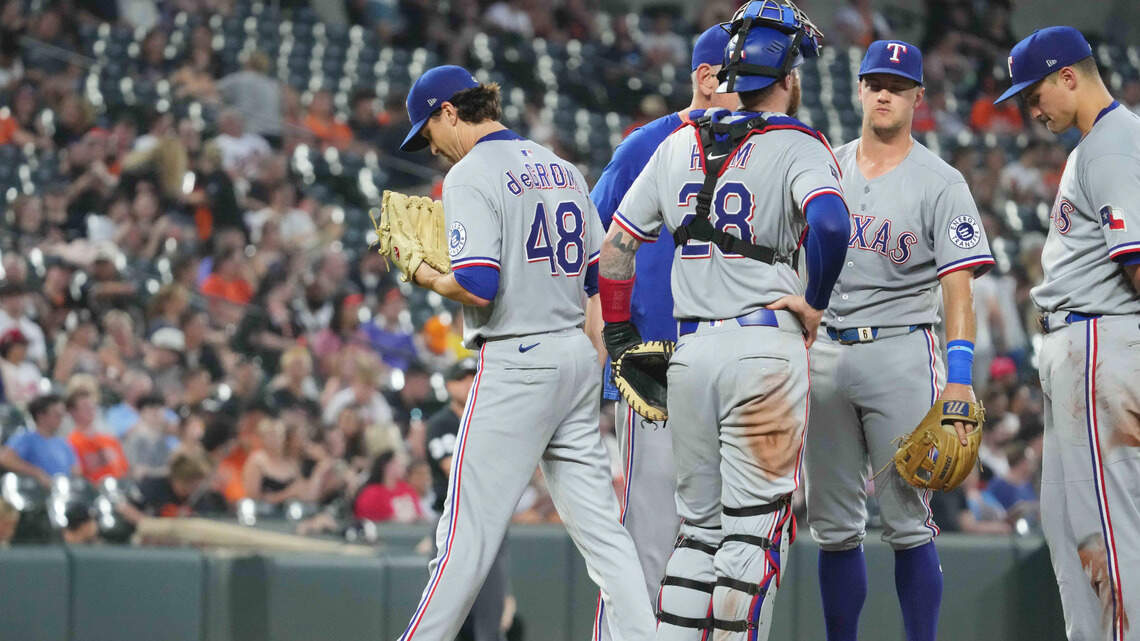 Texas Rangers’ Jacob deGrom loses no-hit bid against Orioles in 8th inning