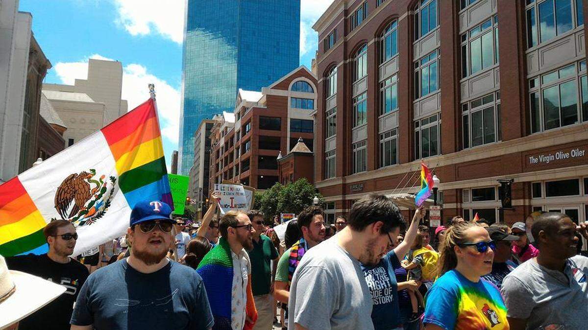 The Fort Worth 2017 Pride March makes its way down Commerce Street.