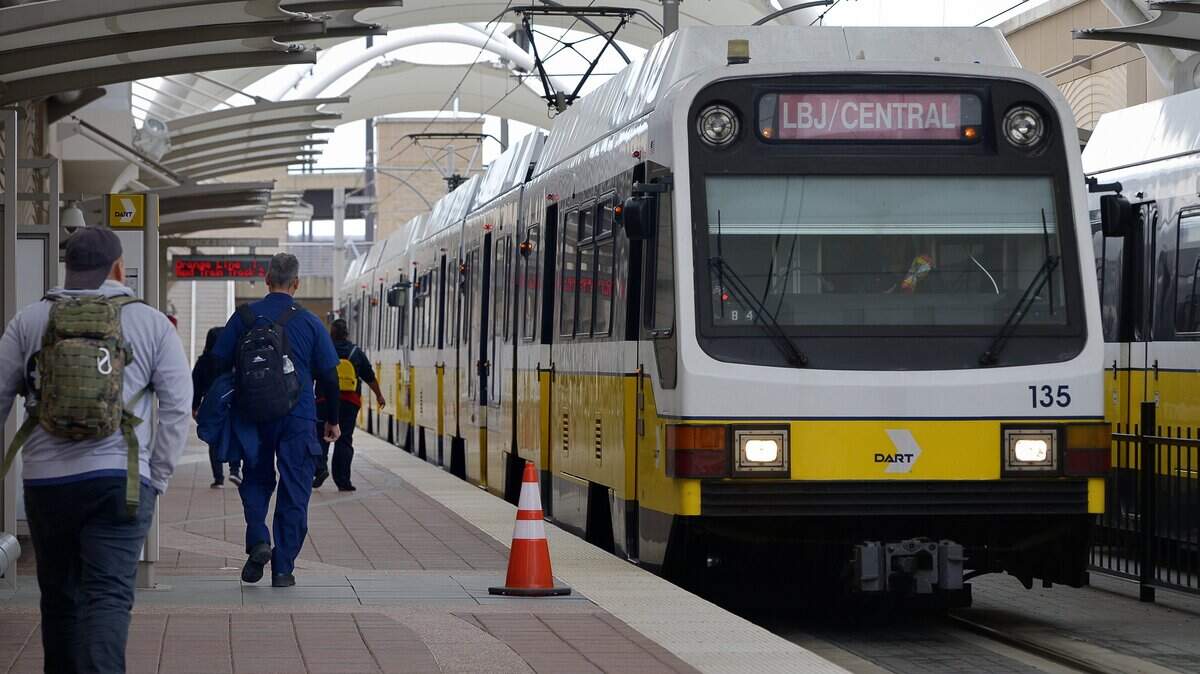 Archive photo of a DART train. A crash between a DART train and a pickup truck killed one person and injured two in Dallas on Sunday, June 14, 2026.