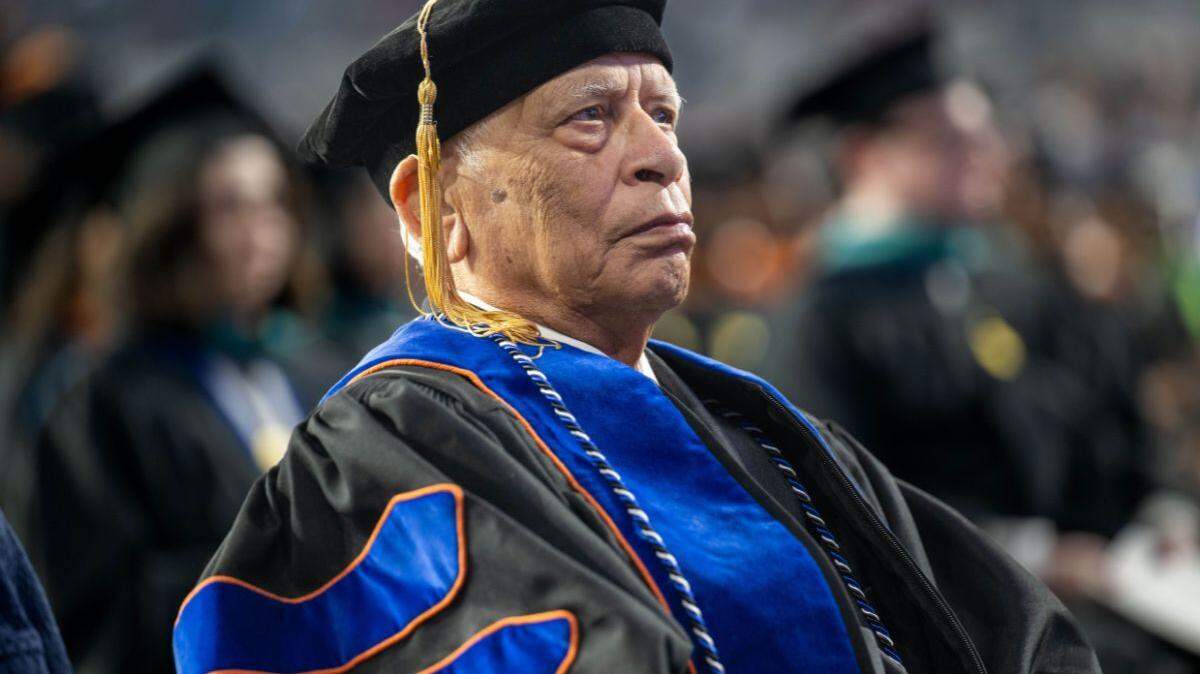 At age 85, Ramesh Sharma recently received a doctorate degree from the University of Texas at Arlington, fulfilling a wish his high school teacher in India had.