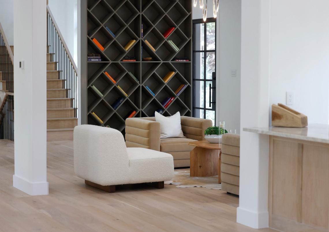 A living area of a newly built 7,019-square-foot home in the Silverado on the Brazos community on Wednesday, September 11, 2024.