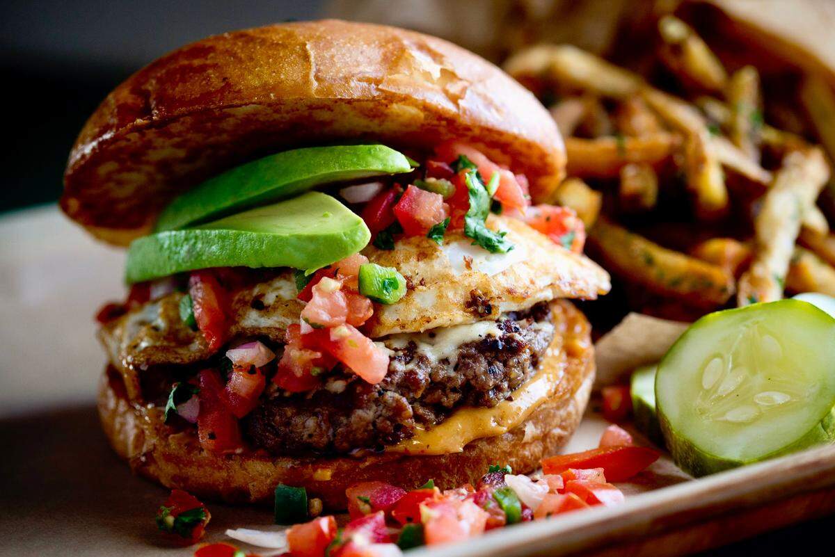 The Chaca Oaxaca burger at Rodeo Goat, seen August 9, 2013.