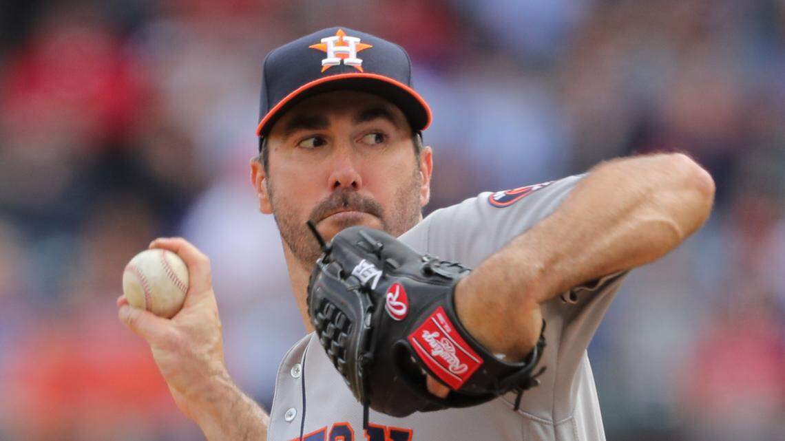 Astros starting pitcher Justin Verlander held the Rangers scoreless on four hits over six innings to earn the win as the Astros beat the Rangers 4-1 on Opening Day Thursday after Globe Life Park.
