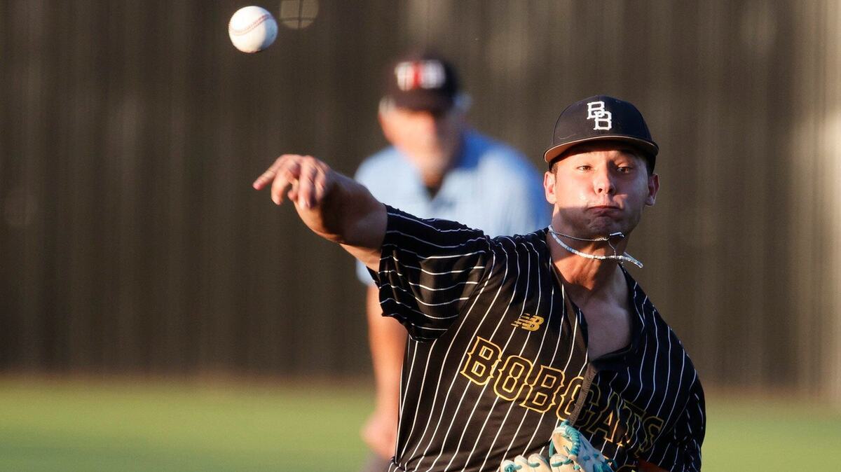 Benbrook starting pitcher Sebastian Martinez works in the second inning during a UIL Class 4A Region II quarterfinal at the Coppell Baseball Complex in Coppell, Texas, Friday, May 17, 2024.