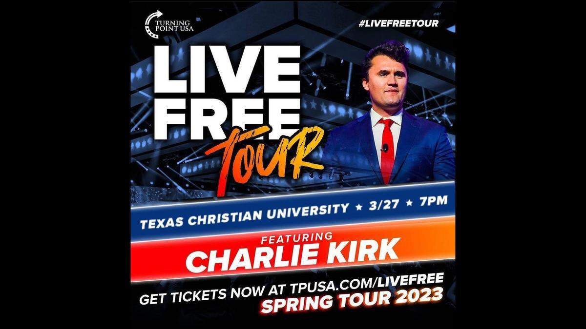 A poster promoting a conservative commentator's speaking tour