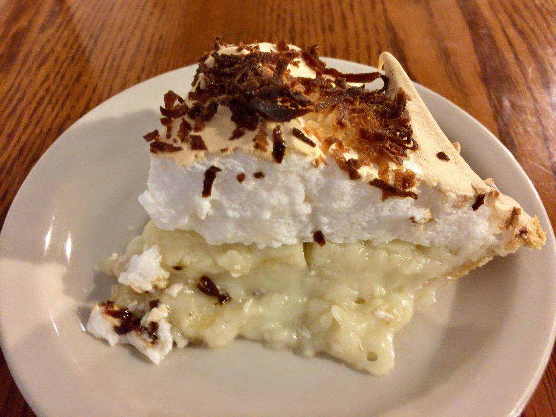 Coconut meringue pie is usually served Thursdays at Carshon’s Deli in Fort Worth.