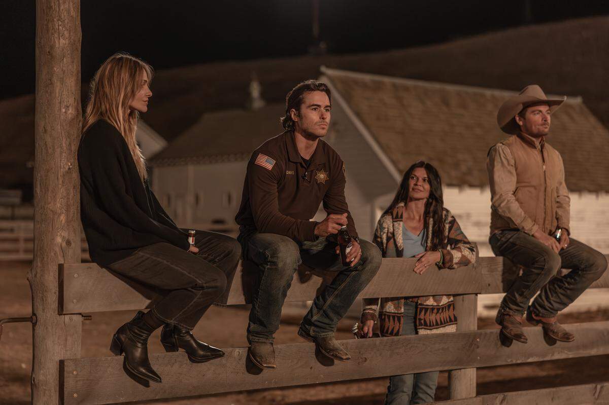 Pictured (L-R): Beau Garrett as Abigail Reese, Ben Schnetzer as Van Davis, Danielle Vasinova as Kestrel Harris, Kevin Zegers as Cade Harris in season 1, episode 4 of the Paramount+ series “The Madison.”