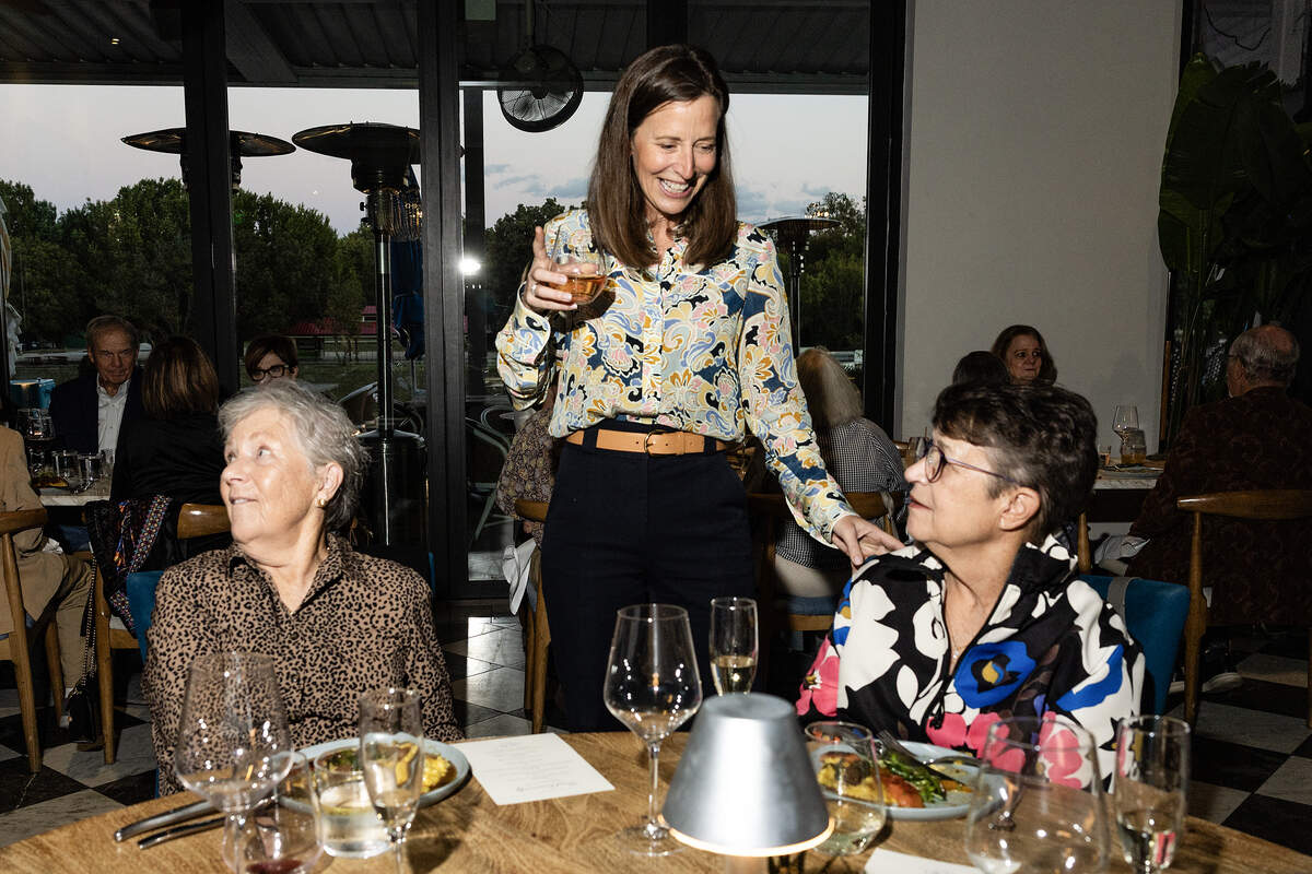 Quince owner Deb Sneed speaks to event attendees at the Eats Beat Dinner with Bud at Quince in Fort Worth on Tuesday, Oct. 28, 2025.